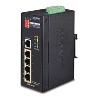 Planet ISW-504PT, 5x 10/100, 4x POE IEEE 802.3af, 120W, DIN, IP30, -40~75 st.C