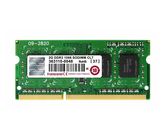 SODIMM DDR3 2GB 1066MHz TRANSCEND JetRam™, 256Mx8 CL7, retail
