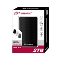 TRANSCEND externí HDD 2,5" USB 3.0 StoreJet 25A3, 2TB, Black (nárazuvzdorný, 256-bit AES)