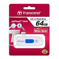 TRANSCEND Flash Disk 64GB JetFlash®790, USB 3.1 (R:90/W:30 MB/s) bílá/modrá