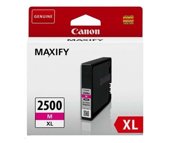 Canon CARTRIDGE PGI-2500XL M purpurová pro Maxify iB4050, iB4150, MB5050, MB5150, MB5155, MB5350, MB5450 a MB5455 (1295 str.)