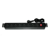 19" rozvodný panel 8x230V, ČSN, kabel 1,8m, vypínač, indikátor napětí, výška 1.5U