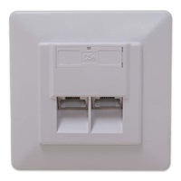 Zásuvka STP 2x RJ45 Cat6, duální svorkovnice, pod omítku