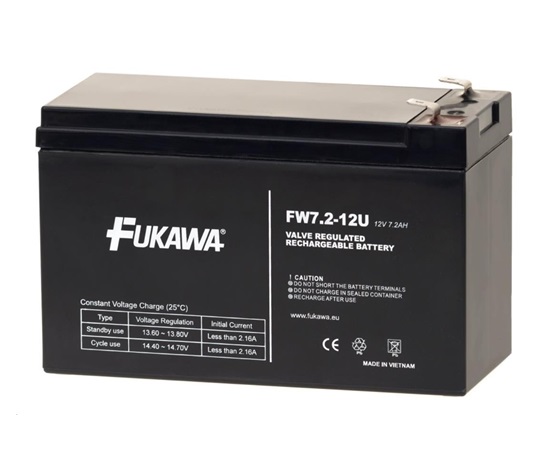 Baterie - FUKAWA FW 7,2-12 F2U (12V/7,2Ah - Faston 250), konektor - 6.3mm, životnost 5let