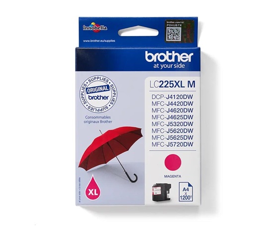 BROTHER INK LC-225XLM purpurový inkoust (až 1200 stran A4 dle ISO 24711)