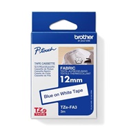 BROTHER TZEFA3 - kazeta TZ šířky 12mm, zažehlovací, TZE-FA3 bílá páska/modré písmo