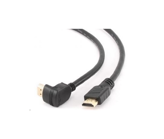 GEMBIRD Kabel HDMI - HDMI 3m, 90° konektor (v1.4, M/M, zlacené kontakty, úhlový, stíněný)