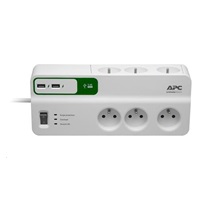 APC Essential SurgeArrest 6 outlets with 5V, 2.4A 2 port USB charger, 230V France, 1.83m