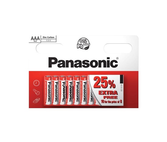 PANASONIC Zinkouhlíkové baterie Red Zinc R03RZ/10HH AAA 1,5V (Blistr 10ks)