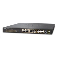 Planet GS-4210-24P2S PoE+ switch 24x 1000Base-T, 802.3at VLAN, SNMP/WEB