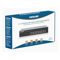 Intellinet 8-Port 10/100 PoE+ Switch, 66W PoE budget