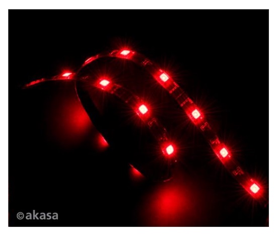 AKASA LED pásek Vegas, Molex 12V napájení, 60cm, červený