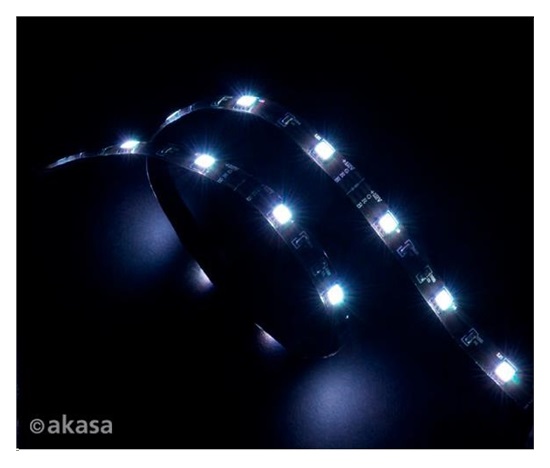 AKASA LED pásek Vegas, Molex 12V napájení, 60 cm, 15xLED, bílá