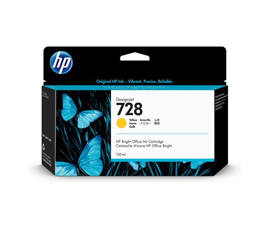 HP 728 130-ml Yellow DesignJet Ink Cartridge