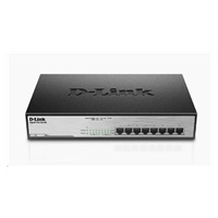 D-Link DGS-1008MP 8-port Gigabit PoE switch, 8x gigabit PoE RJ45, PoE budget 140W