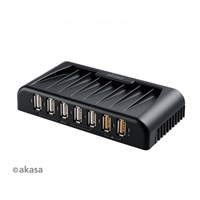 AKASA HUB USB Connect 7FC, 5x USB 2.0, 2 nabíjecí porty USB, externí, s napájecím adaptérem