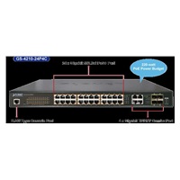Planet GS-4210-24PL4C PoE+ switch 28x 1000Base-T, 4x SFP, 802.3at do 440W, VLAN, SNMPv3/WEB