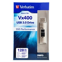 VERBATIM Flash Drive 128GB Store ‘n‘ Go, SSD Vx400, USB 3.0, stříbrná