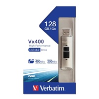 VERBATIM Flash Drive 128GB Store ‘n‘ Go, SSD Vx400, USB 3.0, stříbrná