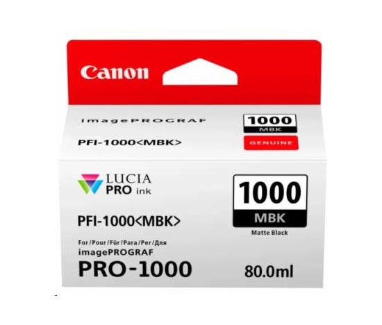 Canon CARTRIDGE PFI-1000MBK matná černá pro ImagePROGRAF PRO-1000 (1 600 str.)