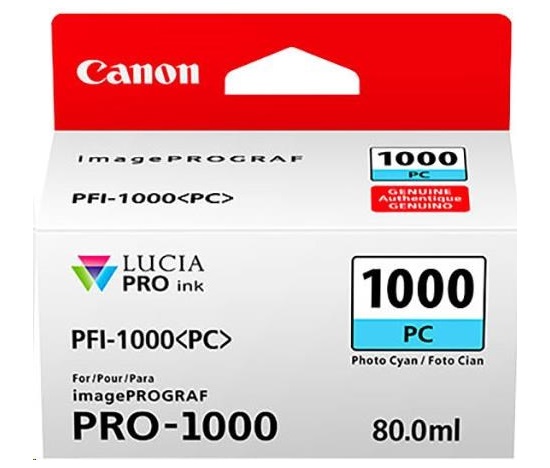 Canon CARTRIDGE PFI-1000PC photo azurová pro ImagePROGRAF PRO-1000 (600 str.)