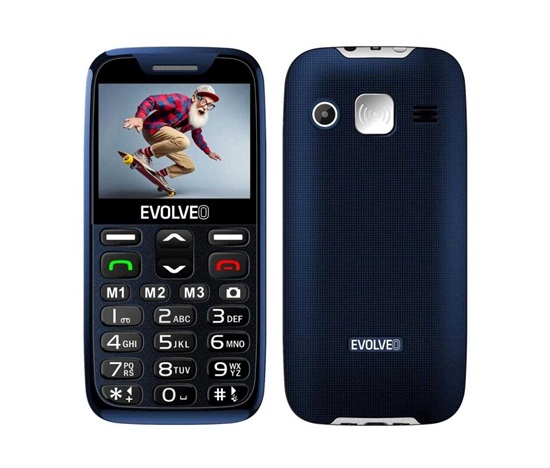 EVOLVEO EasyPhone XD, mobilní telefon pro seniory s nabíjecím stojánkem (modrá barva)