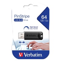 VERBATIM Flash Disk 64GB PinStripe USB 3.0, černá