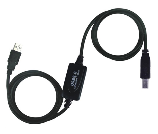 PREMIUMCORD USB 2.0 repeater a propojovací kabel A/M-B/M 15m