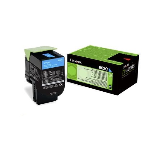 LEXMARK cyan toner 802C pro CX310/410/510 z programu Lexmark Return (1000 stran)
