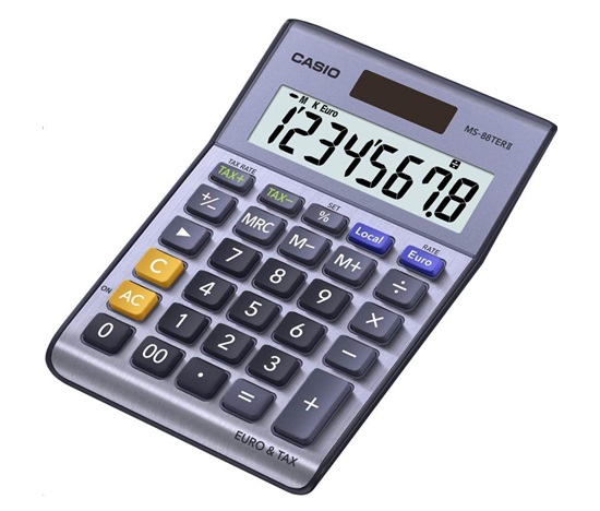CASIO kalkulačka MS 88 TER II, stříbrná, stolní, osmimístná