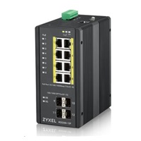 Zyxel RGS200-12P 12-port Gigabit WebManaged PoE switch, 8x GbE + 4x SFP, PoE budget 240W, DIN rail/Wall mount, IP30
