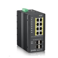 Zyxel RGS200-12P 12-port Gigabit WebManaged PoE switch, 8x GbE + 4x SFP, PoE budget 240W, DIN rail/Wall mount, IP30