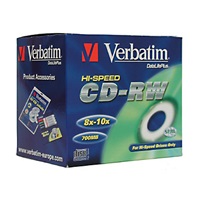 VERBATIM CD-RW(10-Pack)Jewel/High Speed/8x-12x/DLP/700MB