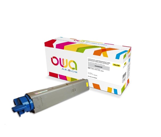 OWA Armor toner pro OKI C3300, C3400, C3450, C3600, 2500 Stran, 43459329, žlutá/yellow