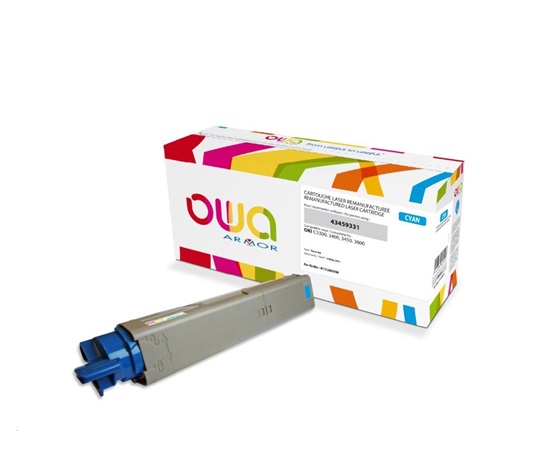 OWA Armor toner pro OKI C3300, C3400, C3450, C3600, 2500 Stran, 43459331, modrá/cyan