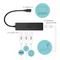 i-tec USB-C 3.1 Slim 3-portový HUB + RJ-45