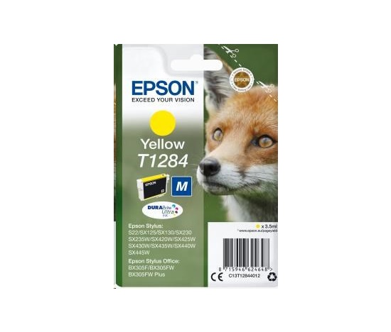 EPSON ink bar Singlepack "Liška" Yellow T1284 DURABrite Ultra Ink (3,5 ml)