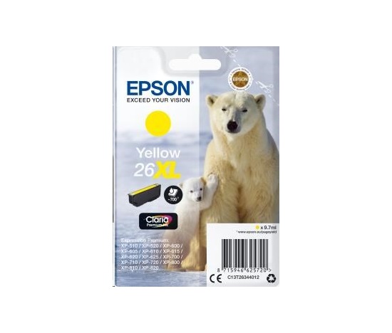 EPSON ink bar Singlepack "Lední medvěd" Yellow 26XL Claria Premium Ink