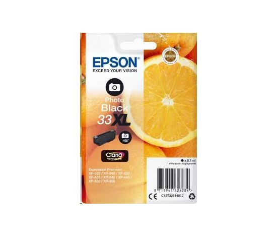 EPSON ink čer Singlepack "Pomeranč" Photo Black 33XL Claria Premium Ink