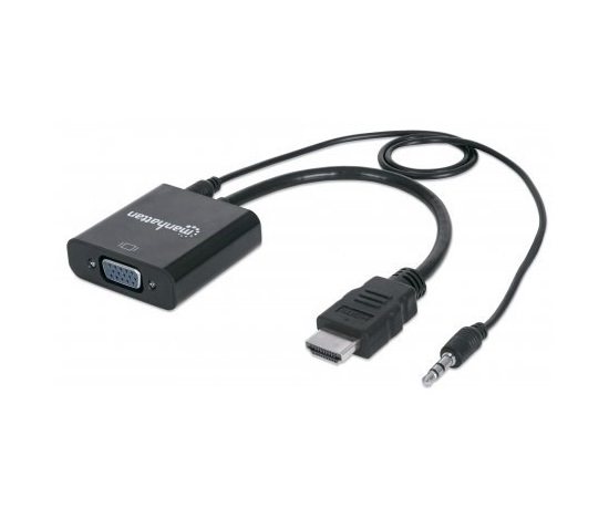 MANHATTAN převodník z HDMI na VGA + audio (HDMI Male to VGA Female, with audio, Blister)