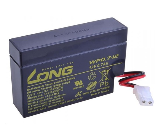 Long 12V 0,7Ah olověný akumulátor AMP