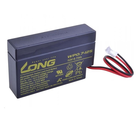 Long 12V 0,7Ah olověný akumulátor JST