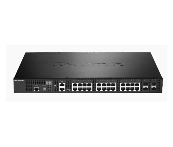 D-Link DXS-3400-24TC 24-port 10Gigabit Stackable Managed Switch, 20x 10GbE RJ45, 4x 10GbE RJ45/SFP+ combo