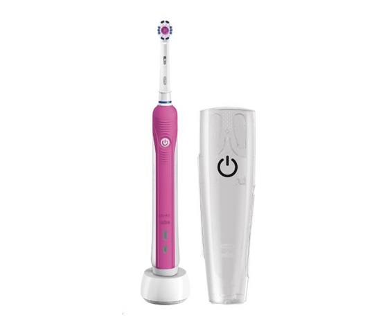 Oral-B - Elektrický zubní kartáček Oral-B Pro 2500 3D White Pink + Travel Case