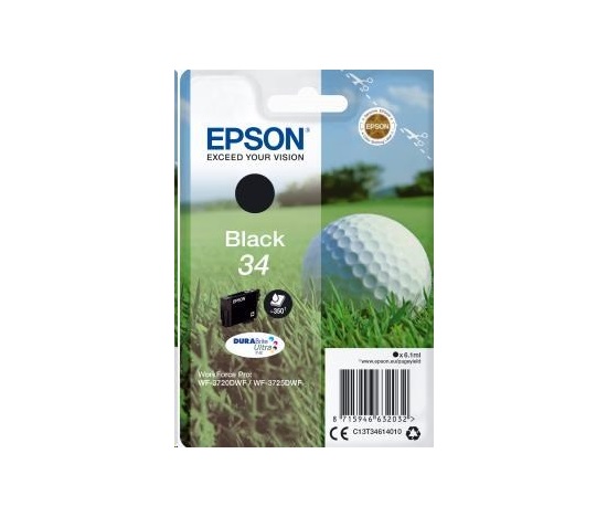 EPSON ink čer Singlepack "Golf" Black 34 DURABrite Ultra Ink 6,1 ml, ČB 350 stran