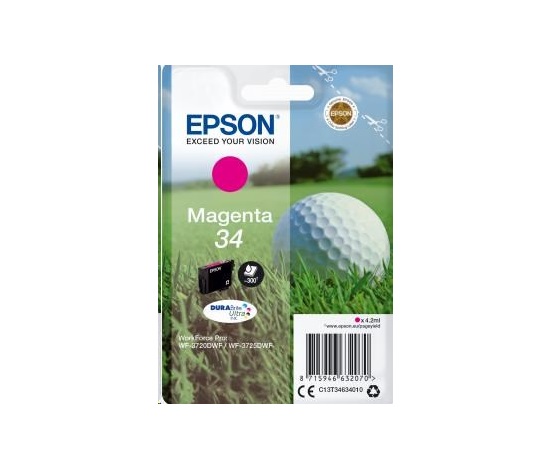 EPSON ink bar Singlepack "Golf" Magenta 34 DURABrite Ultra Ink 4,2 ml, BAR 300 stran