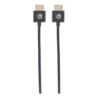 MANHATTAN Ultra-thin High Speed HDMI Cable with Ethernet, HEC, ARC, 3D, 4K, HDMI Male to Male, Shielded, Black, 0,5m