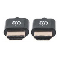 MANHATTAN Ultra-thin High Speed HDMI Cable with Ethernet, HEC, ARC, 3D, 4K, HDMI Male to Male, Shielded, Black, 1m