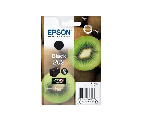 EPSON ink čer Singlepack "Kiwi" Black 202 Claria Premium Ink 6,9 ml, 250 stran