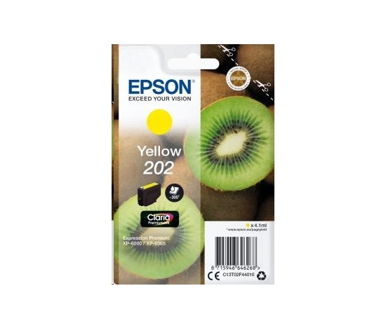 EPSON ink bar Singlepack "Kiwi" Yellow 202 Claria Premium Ink 4,1 ml, BAR 300 stran